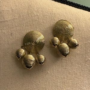 Gold Round and Textured Post Earrings